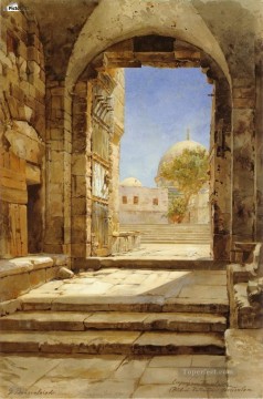  Orientalist Canvas - Eingang zum Tempelplatz in Jerusalem Gustav Bauernfeind Orientalist Jewish